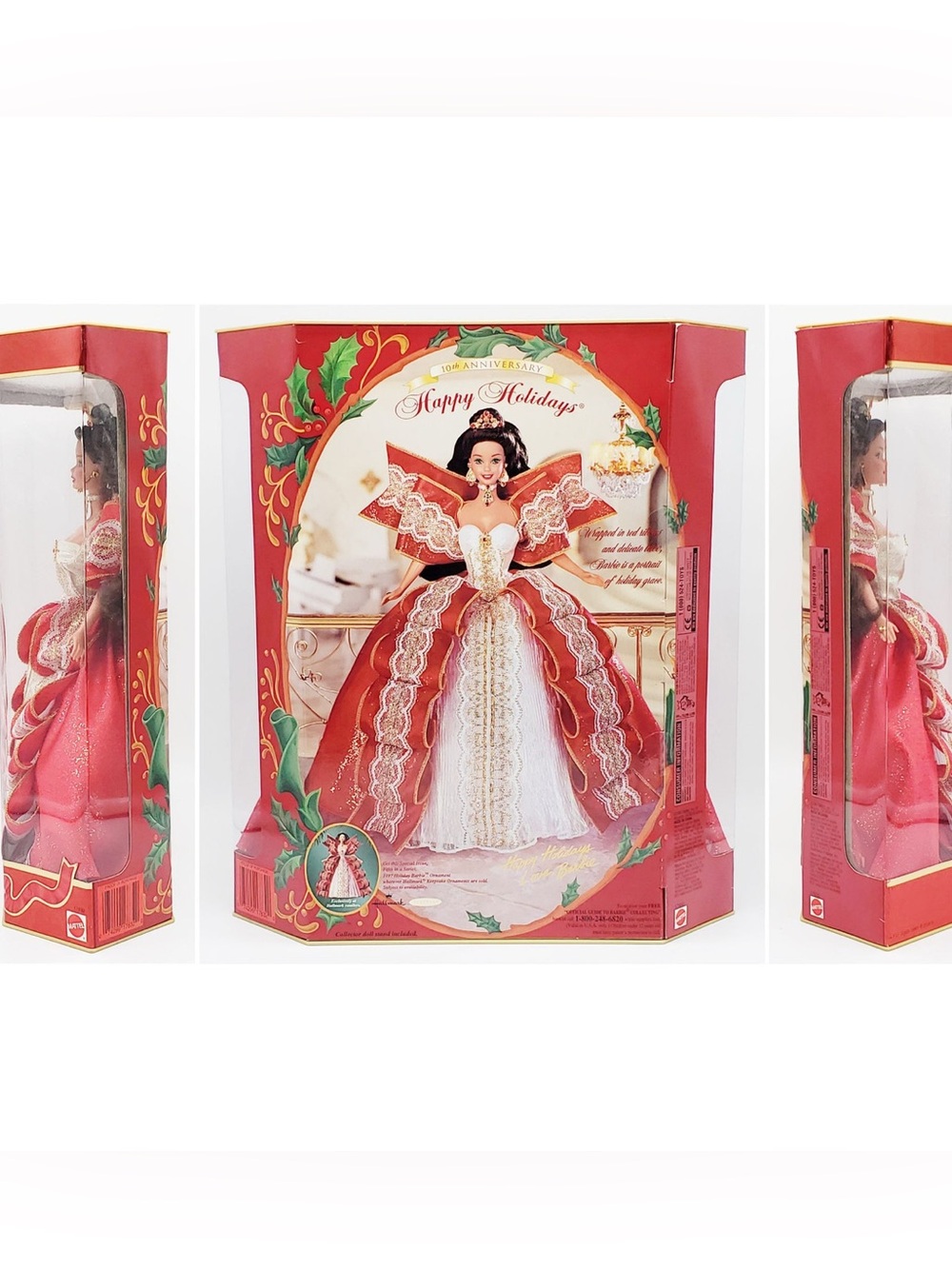 1997 Happy Holidays Barbie Special Edition 10th Anniversary Brunette NRFB Mattel